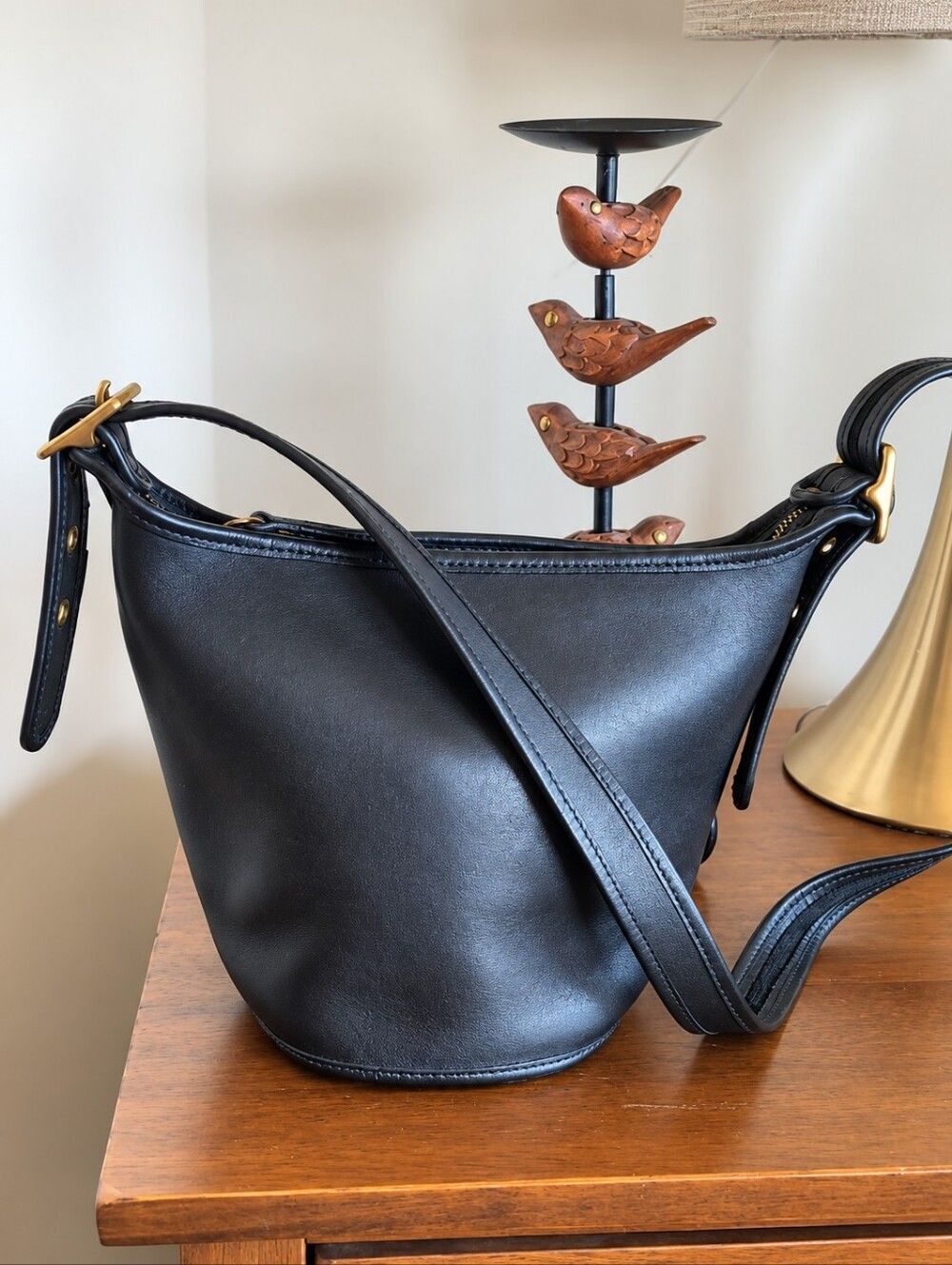 Coach Vintage ♣Maggie Bucket Bag- Black Round Feeder Shoulder/ Crossbody USA